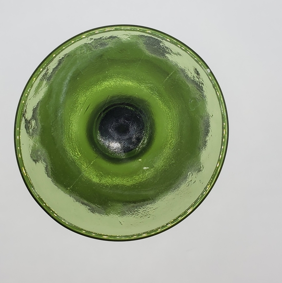 Goblet green vintage cup glass Bartlett Collins thumbprint - Picture 3 of 4